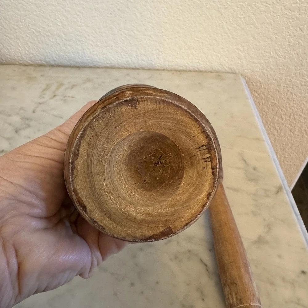 Carved Turned Hard Wood Mortar and Pestle From Brazil